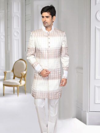 Men Blue Georgette Embroidered And Sequins Kurta Pajama