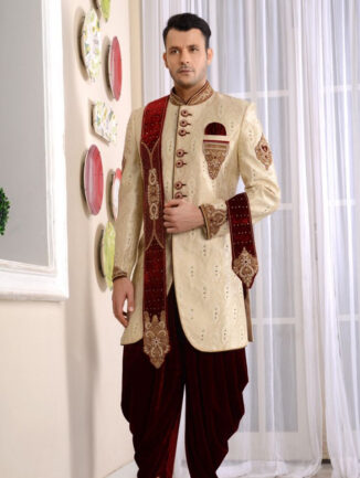 Beautiful Cream Color Indo Western Sherwani