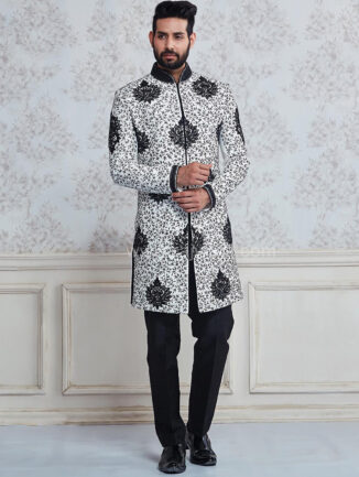 Azra Fashion Black Embroidered Indo-Western Style Sherwani