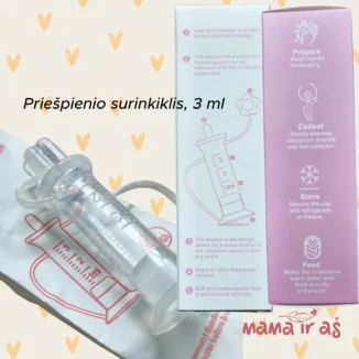 Priešpienio surinkiklis (silikoninis švirkštas), 3 ml
